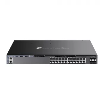 TP-Link Omada 24 prievadų gigabitinio L3 valdomo PoE+ komutatoriaus rinkinys su 4 10G lizdais