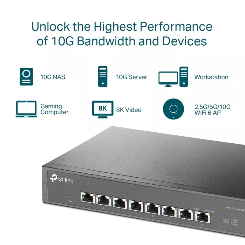 Nevaldomas komutatorius TP-Link TL-SX1008 8 prievadų 10G stalinis / montuojamas į stovą