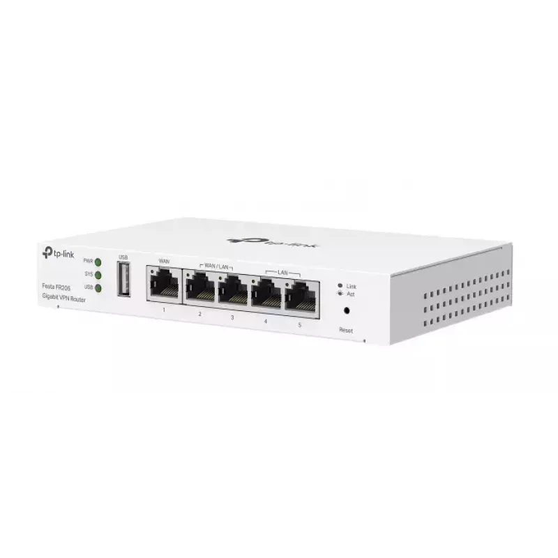 “TP-Link Festa FR205” laidinis maršrutizatorius, 10 Gigabit Ethernet, 100 Gigabit Ethernet, Gigabit Ethernet, baltas