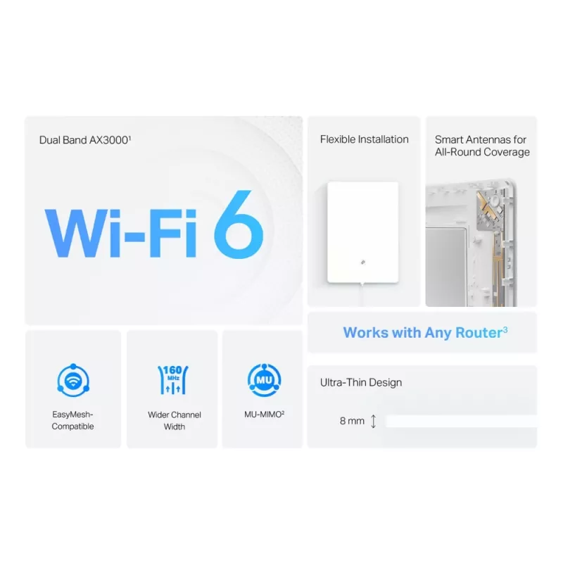 TP-Link Archer AX3000 Dviejų juostų Wi-Fi 6 Air diapazono plėtiklis