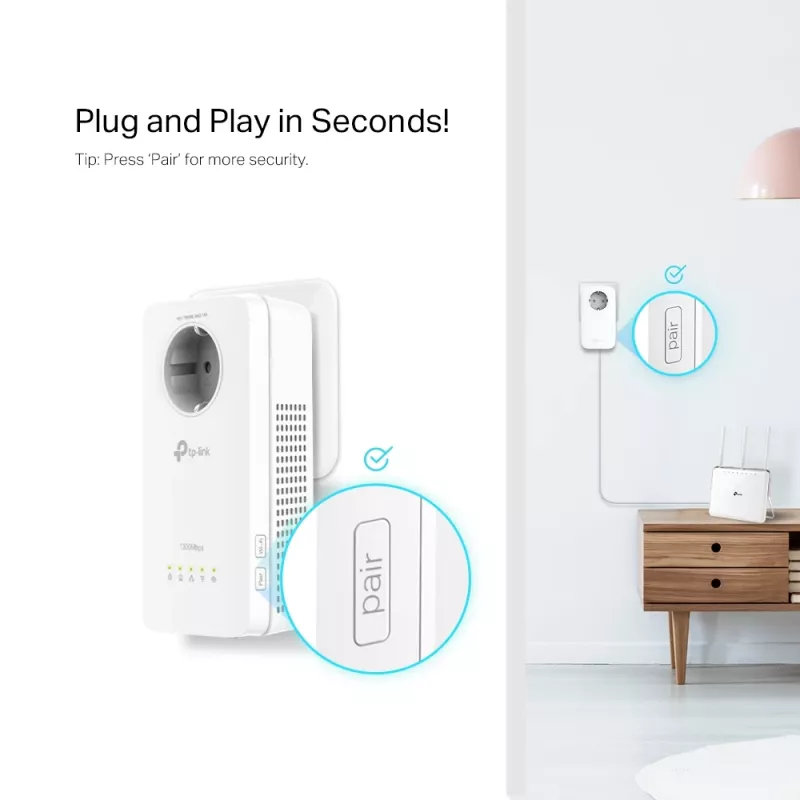 TP-Link TL-WPA1300P KIT 1300 Mbit/s Ethernet LAN Wi-Fi White 2 vnt.