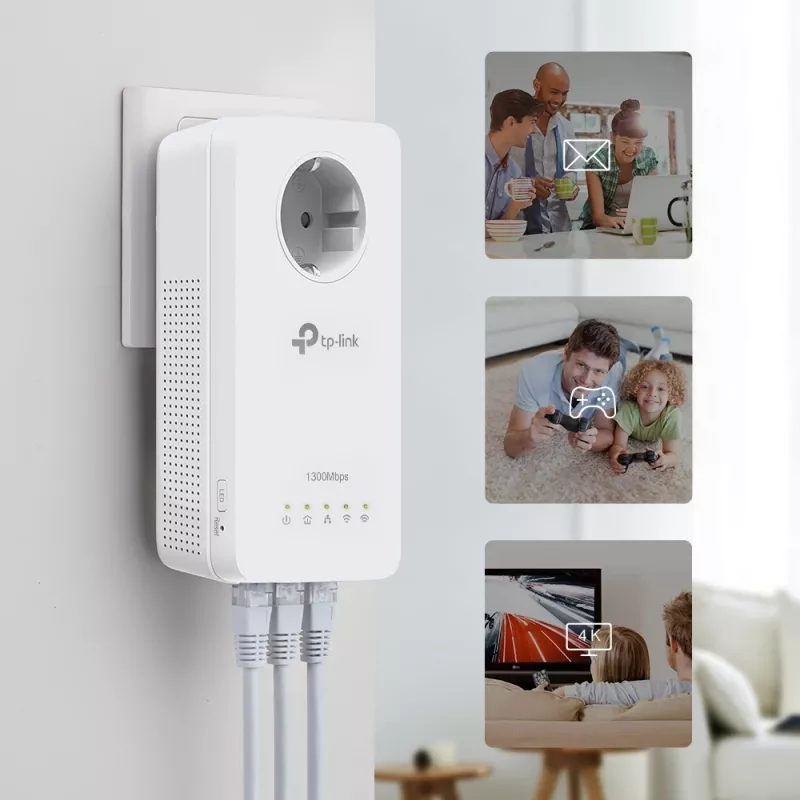 TP-Link TL-WPA1300P KIT 1300 Mbit/s Ethernet LAN Wi-Fi White 2 vnt.