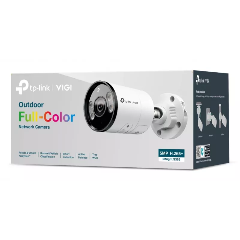 TP-Link INSIGHT S355 Bullet IP apsaugos kamera, skirta naudoti lauke, 2880 x 1620 pikselių, montuojama ant sienos