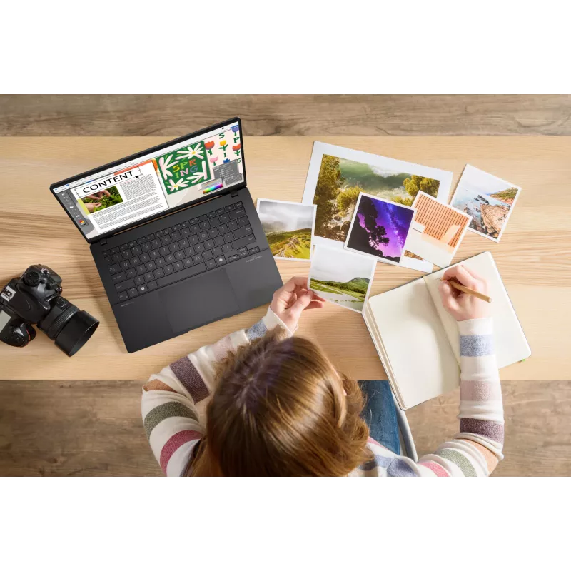 ASUS Vivobook S14 OLED S5406SA-QD151W Copilot+ PC Intel Core Ultra 7 256V nešiojamas kompiuteris 35,6 cm (14 colių) WUXGA 16 GB LPDDR5x-SDRAM 1 TB SSD Wi-Fi 7 (802.11be) Windows 11 Home vokiška juoda