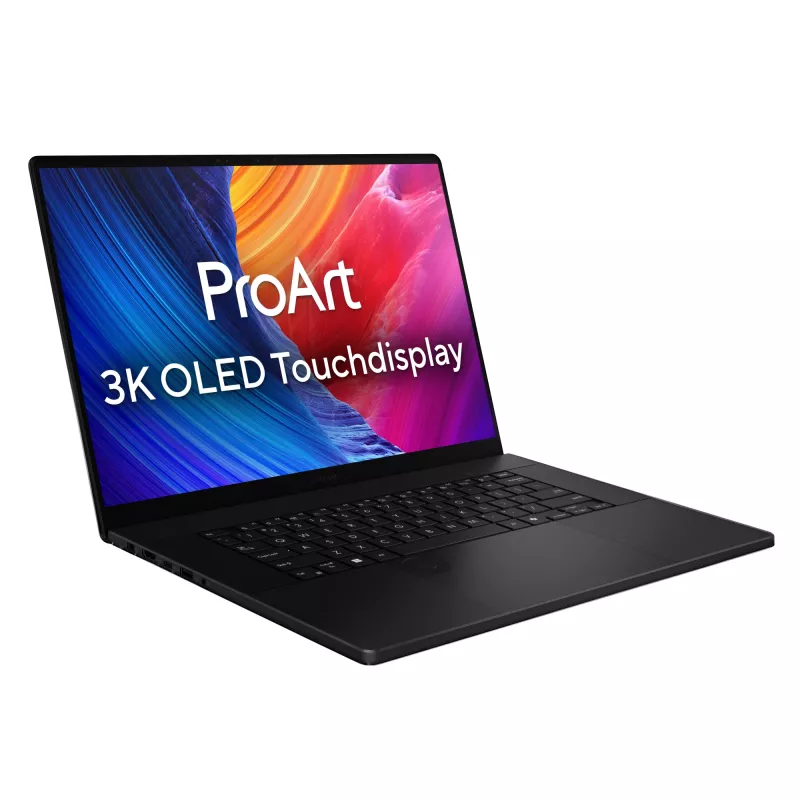 ASUS ProArt P16 H7606WP-RJ090W Copilot+ PC AMD Ryzen AI 9 HX 370 nešiojamas kompiuteris 40,6 cm (16 colių) jutiklinis ekranas 3K 32 GB LPDDR5x-SDRAM 2 TB SSD NVIDIA GeForce RTX 5070 Wi-Fi 7 (802.11be) Windows 11 Home vokiška juoda