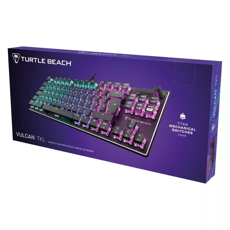 Turtle Beach Vulcan TKL klaviatūra, laidinė, USB, mechaninė, QWERTZ, RGB LED, juoda
