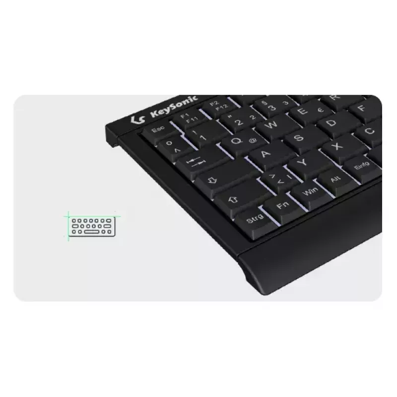 „KeySonic KSK-3011ELC (DE)“ klaviatūra, skirta namams, USB, QWERTZ, vokiška, juoda