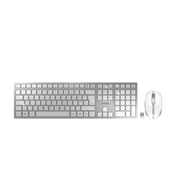 CHERRY DW 9100 plonas klaviatūra Su peliu Universalus RF belaidis + Bluetooth QWERTY UK anglų Sidabrinė
