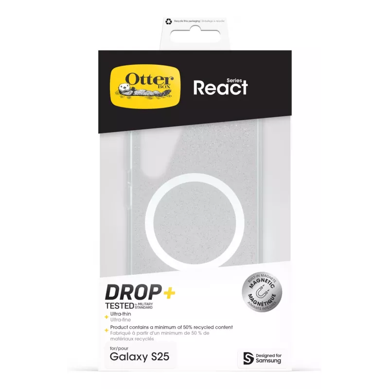 Samsung Otterbox React Case su magnetais, skirtas Galaxy S25, Dangtelis, Samsung, Galaxy S25, 15,8 cm (6,2 colio), Juoda, Skaidri
