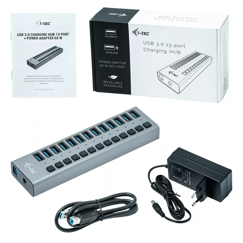 i-tec USB 3.0 įkrovimo HUB 13port + maitinimo adapteris 60 W