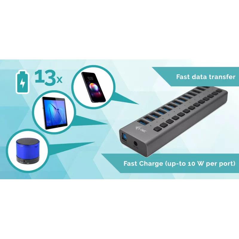 i-tec USB 3.0 įkrovimo HUB 13port + maitinimo adapteris 60 W