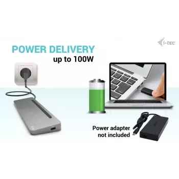 i-tec USB-C Metalinė ergonominė 3x 4K ekrano prijungimo stotelė + 100 W maitinimo tiekimas