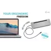 i-tec USB-C Metalinė ergonominė 3x 4K ekrano prijungimo stotelė + 100 W maitinimo tiekimas