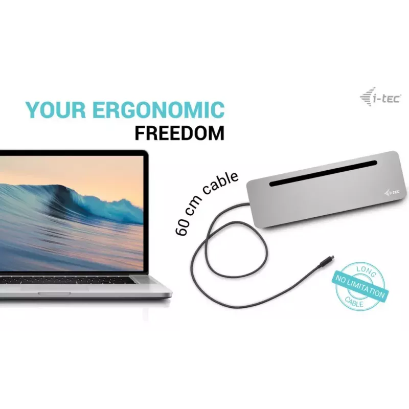 i-tec USB-C Metalinė ergonominė 3x 4K ekrano prijungimo stotelė + 100 W maitinimo tiekimas