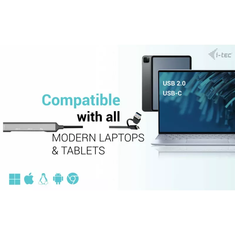 i-tec USB-C/USB-A metalinis HUB 1x USB 3.0 + 3x USB 2.0