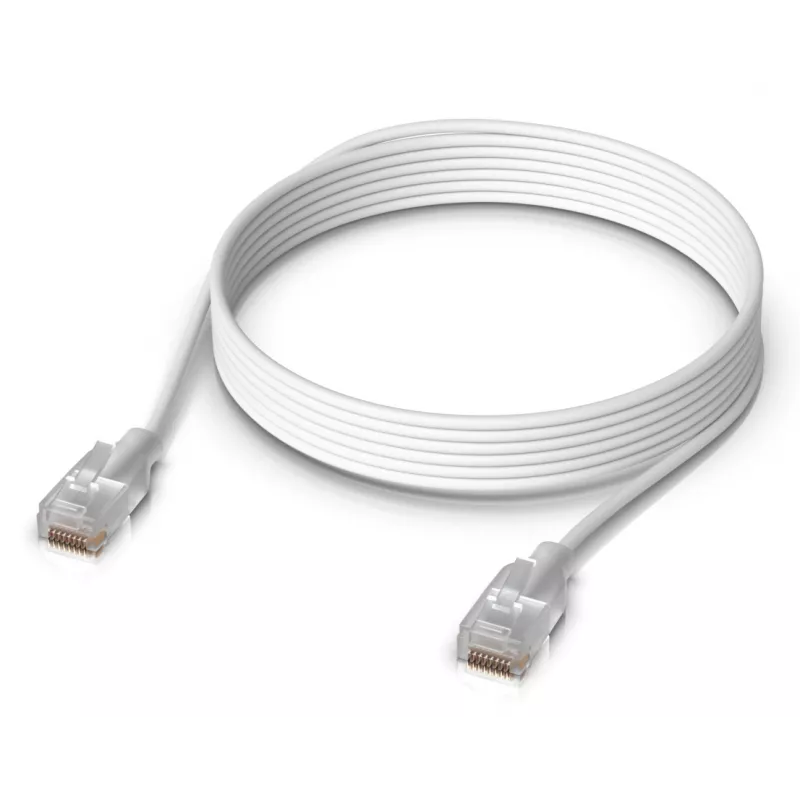 Tinklo komutacinis kabelis UBIQUITI UACC-Cable-Patch-EL-3M-W — Cat6, 3 m, 2,5 GbE, PoE++ (4PPoE), baltas