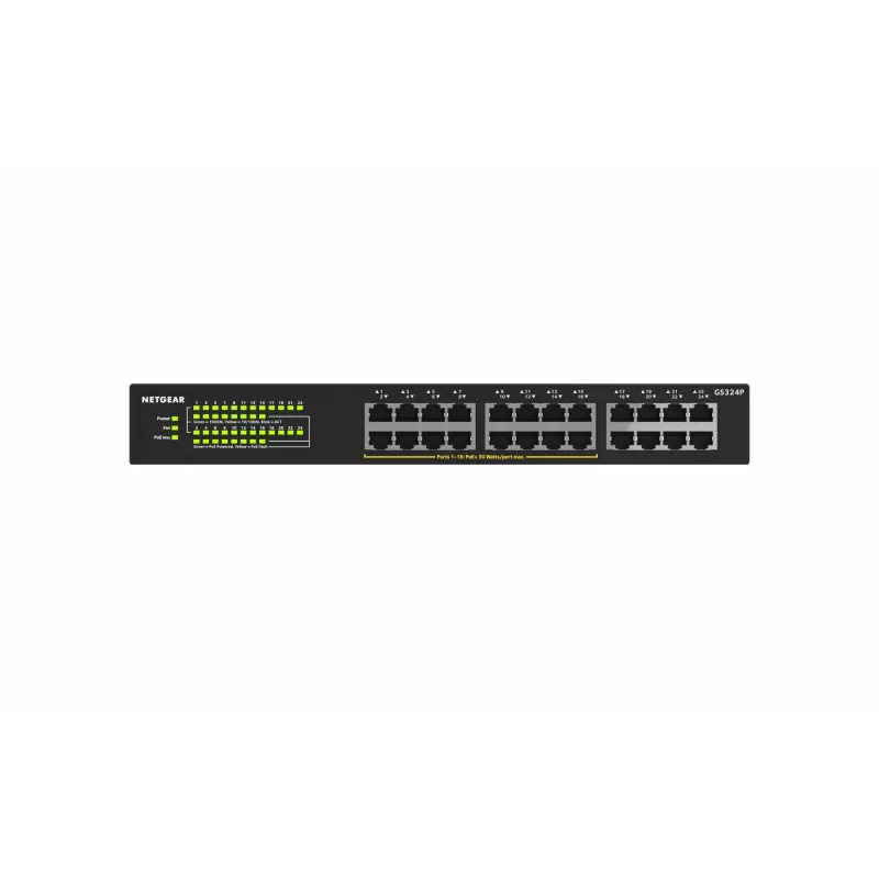 NETGEAR GS324P Nevaldomas Gigabit Ethernet (10/100/1000) Power over Ethernet (PoE) 1U Juodas
