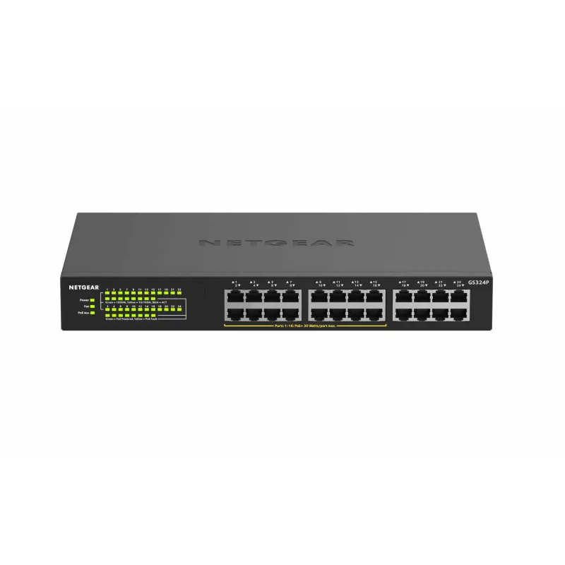 NETGEAR GS324P Nevaldomas Gigabit Ethernet (10/100/1000) Power over Ethernet (PoE) 1U Juodas
