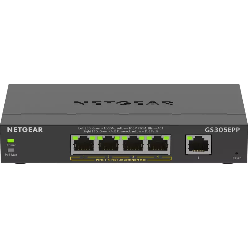 NETGEAR 5 prievadų Gigabit Ethernet valdomas komutatorius (GS305EPP)