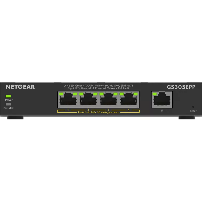 NETGEAR 5 prievadų Gigabit Ethernet valdomas komutatorius (GS305EPP)