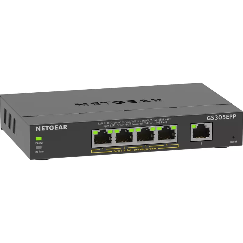 NETGEAR 5 prievadų Gigabit Ethernet valdomas komutatorius (GS305EPP)