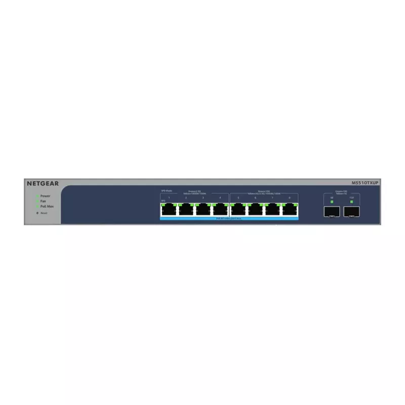 NETGEAR MS510TXUP tinklo komutatorius Valdomas L2/L3/L4 10G Ethernet (100/1000/10000) Maitinimas per Ethernet (PoE) Pilka, Mėlyna
