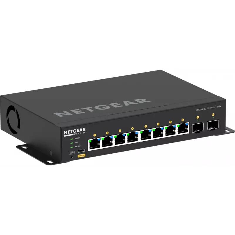 Valdomas komutatorius NETGEAR GSM4210PX 8x1G PoE+ 220W 2xSFP+