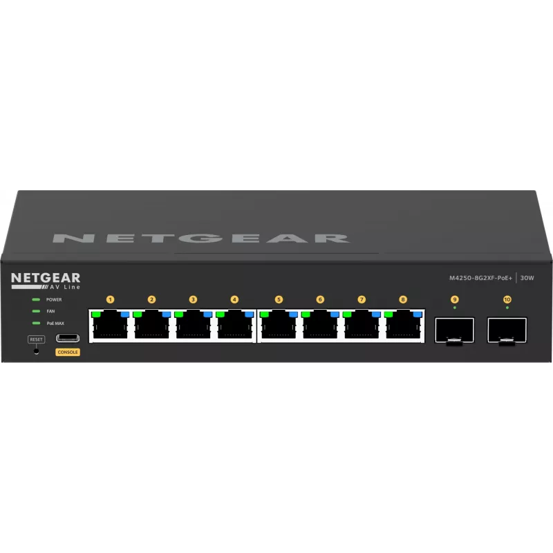 Valdomas komutatorius NETGEAR GSM4210PX 8x1G PoE+ 220W 2xSFP+
