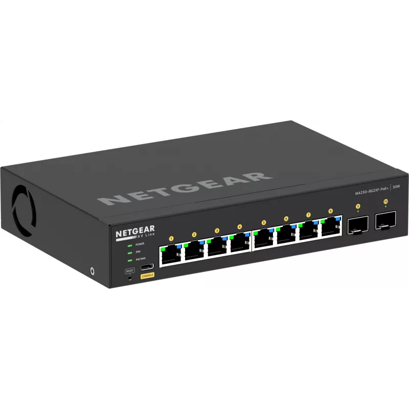 Valdomas komutatorius NETGEAR GSM4210PX 8x1G PoE+ 220W 2xSFP+