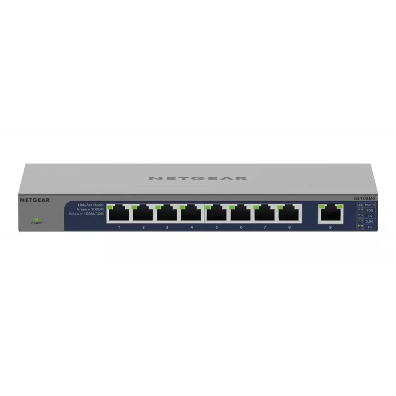 NETGEAR GS108MX-100EUS tinklo komutatorius Nevaldomas L2 Gigabitinis eternetas (10/100/1000) Stalinis/Sieniniam montavimui