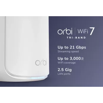 NETGEAR Orbi 870 Tri-band (2,4 GHz / 5 GHz / 6 GHz) Wi-Fi 7 (802.11be) Baltas 4 vidinės