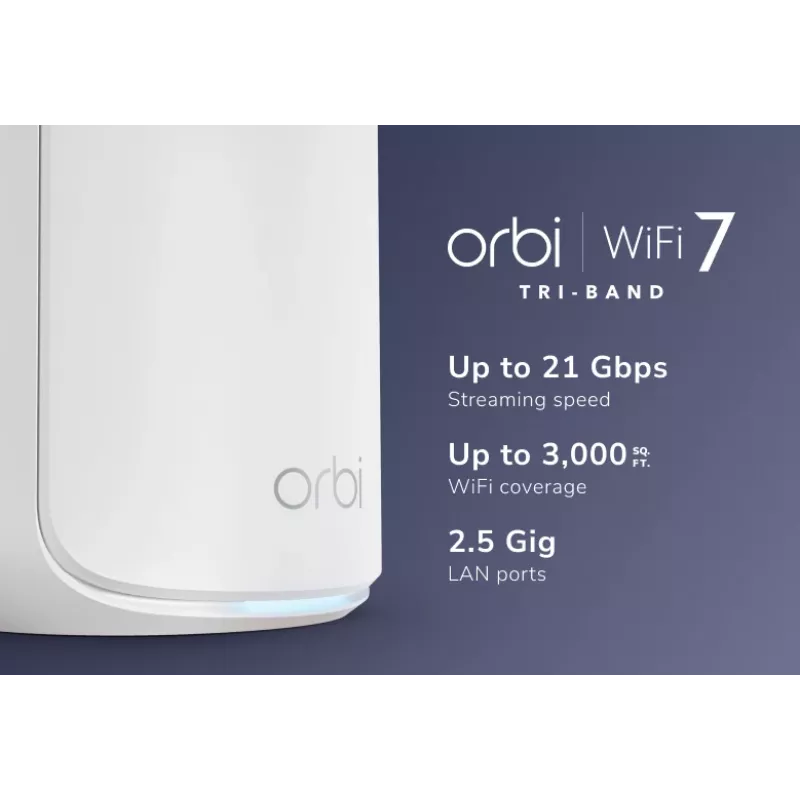 NETGEAR Orbi 870 Tri-band (2,4 GHz / 5 GHz / 6 GHz) Wi-Fi 7 (802.11be) Baltas 4 vidinės