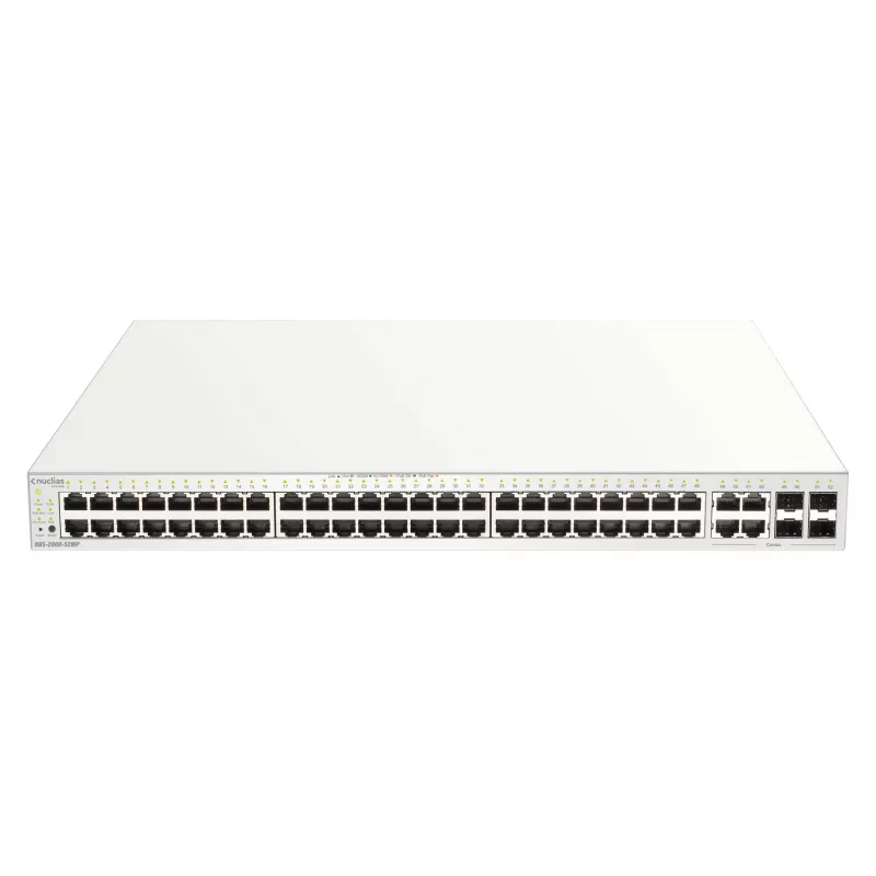 “D-Link” 52 prievadų gigabitinis PoE+ “Nuclias” išmanusis valdomas komutatorius su 4x 1G combo prievadais, 370 W