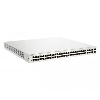 “D-Link” 52 prievadų gigabitinis PoE+ “Nuclias” išmanusis valdomas komutatorius su 4x 1G combo prievadais, 370 W