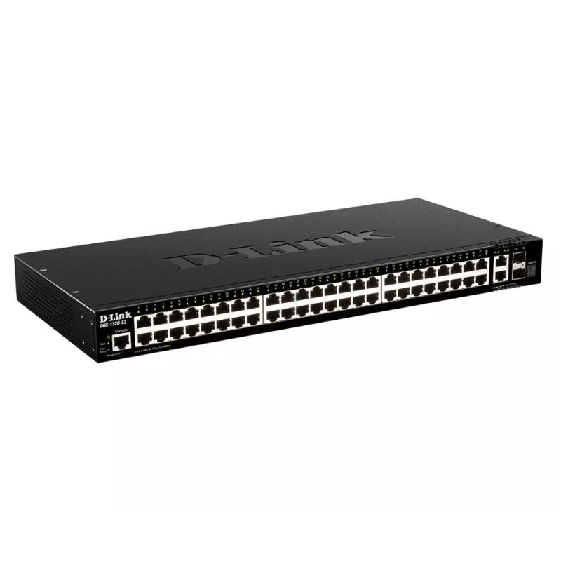 D-Link DGS-1520-52/E tinklo jungiklis Valdomas L3 10G Ethernet (100/1000/10000) 1U Juoda