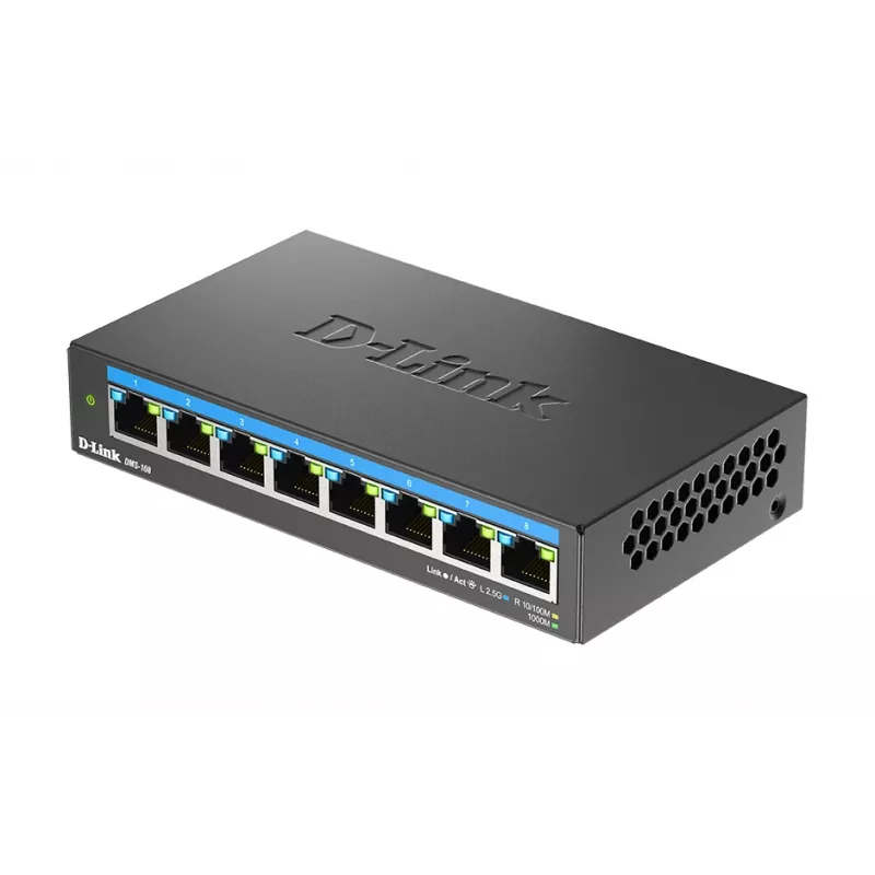 Nevaldomas komutatorius D-Link DMS-108/E 8 prievadų 2.5G Ethernet 40 Gbit/s