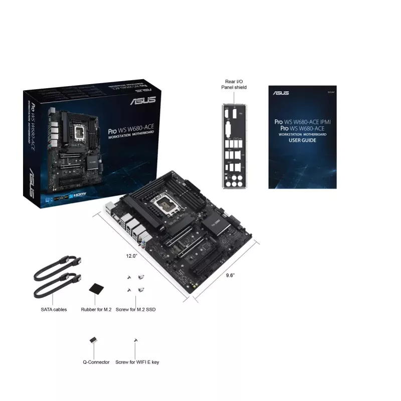 Motininė plokštė ASUS PRO WS W680-ACE — Intel W680 ATX, LGA 1700, DDR5, 4 DIMM (128 GB), 3x M.2, 2x 2,5Gb LAN, 7.1 garso