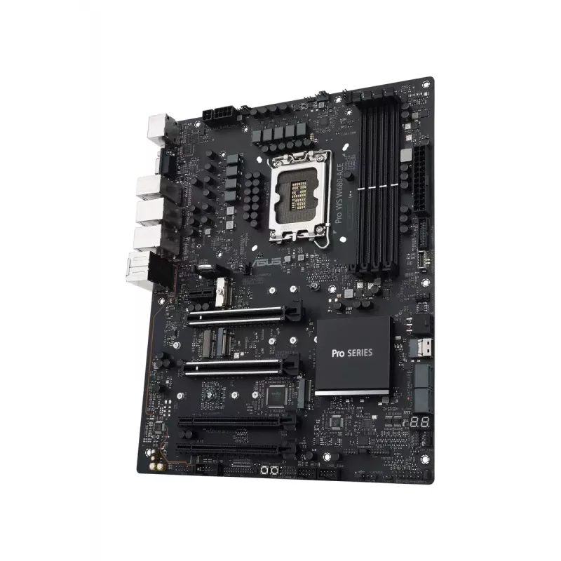 Motininė plokštė ASUS PRO WS W680-ACE — Intel W680 ATX, LGA 1700, DDR5, 4 DIMM (128 GB), 3x M.2, 2x 2,5Gb LAN, 7.1 garso