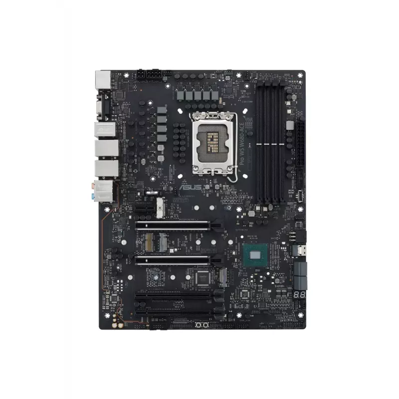 Motininė plokštė ASUS PRO WS W680-ACE — Intel W680 ATX, LGA 1700, DDR5, 4 DIMM (128 GB), 3x M.2, 2x 2,5Gb LAN, 7.1 garso