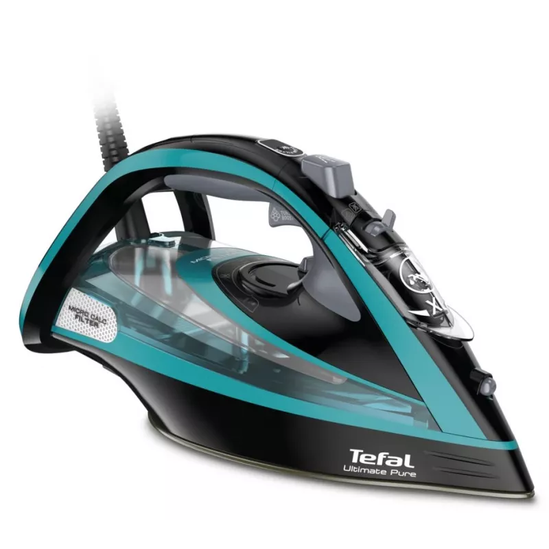 Tefal Ultimate Pure FV9844 Sausas ir garinis lygintuvas Durilium Autoclean padas 3200 W Juoda, Mėlyna
