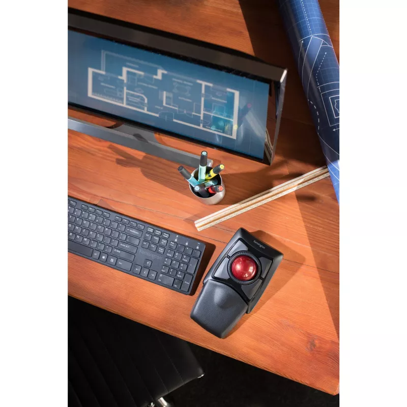 Kensington Expert pelė belaidis rutulinis pelės įrenginys, abiem rankoms tinkamas, optinis, RF belaidis + Bluetooth, 400 DPI, juodas