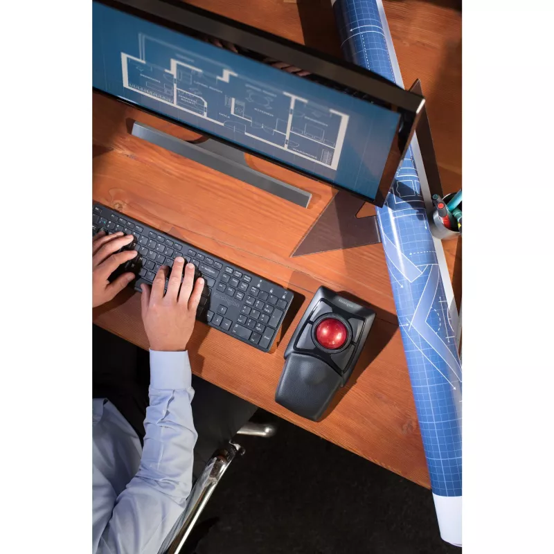 Kensington Expert pelė belaidis rutulinis pelės įrenginys, abiem rankoms tinkamas, optinis, RF belaidis + Bluetooth, 400 DPI, juodas