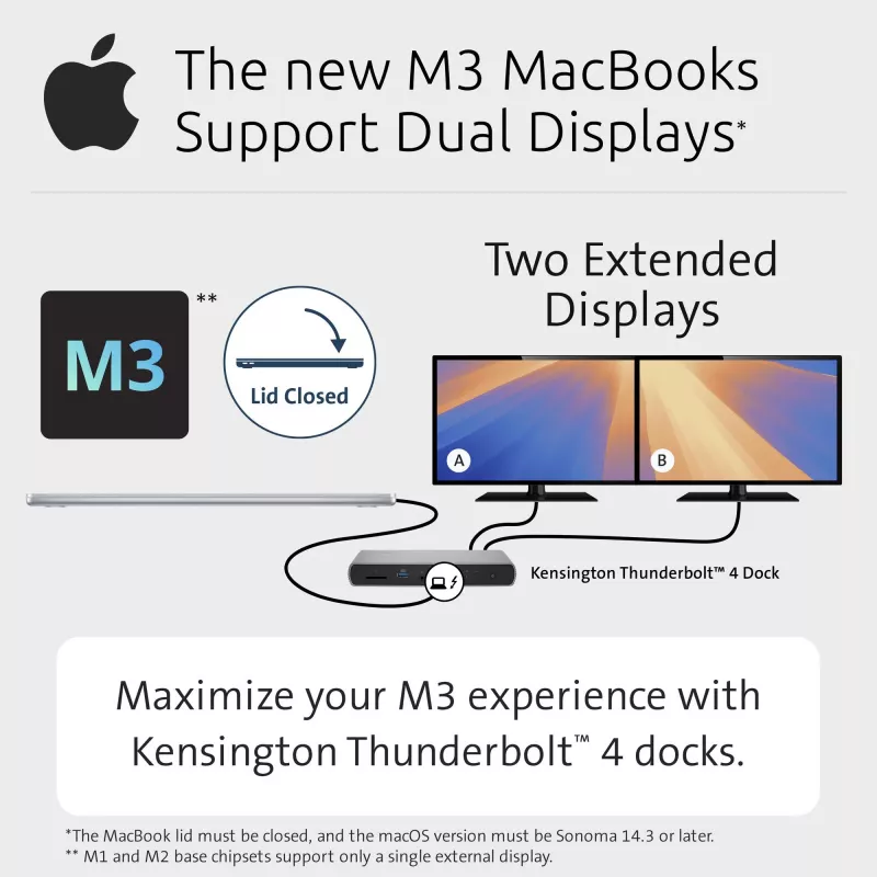 Kensington SD5760T Thunderbolt 4 Dual 4K dokų stotis su 96 W galios tiekimu