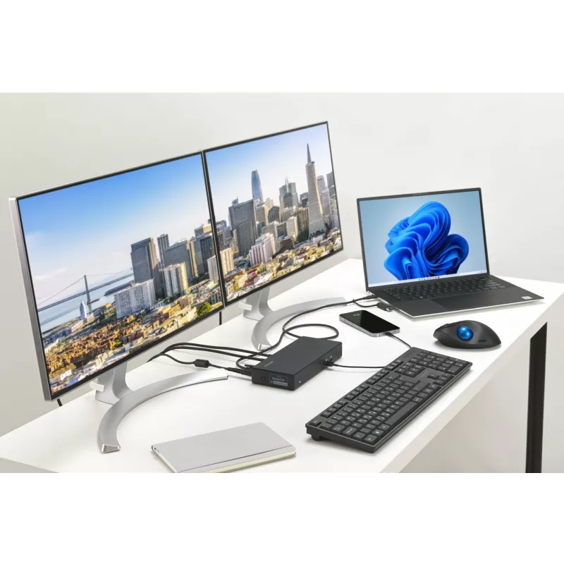 Kensington SD4781P EQ USB-C & USB-A Dual 4K Dockavimo stotelė, laidinė, USB 3.2 Gen 2 (3.1 Gen 2) Type-C, 100 W, 3,5 mm, 10,100,1000 Mbit/s, juoda