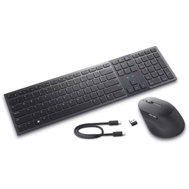DELL KM900 klaviatūra su pele, biuro, belaidė RF + Bluetooth, QWERTZ, vokiška, grafito