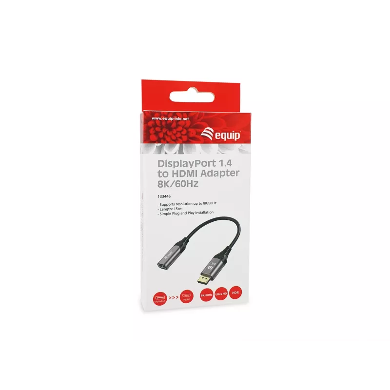 Equip DisplayPort 1.4 į HDMI adapteris 8K 60Hz 0,15m