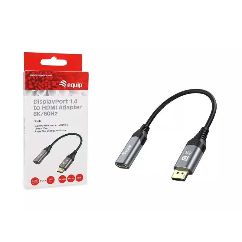 Equip DisplayPort 1.4 į HDMI adapteris 8K 60Hz 0,15m