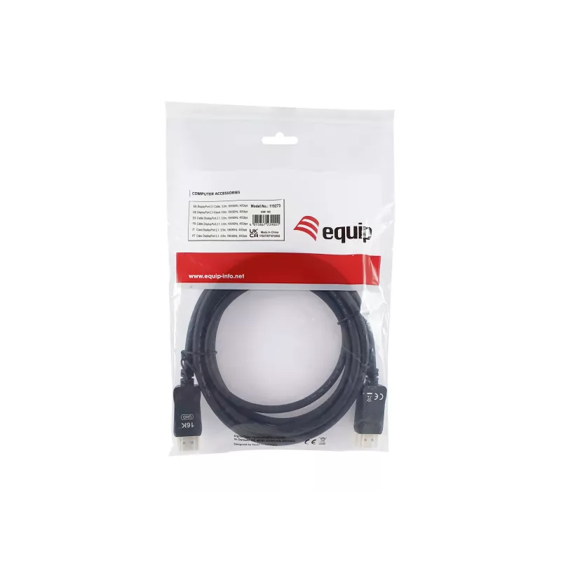 Equip DisplayPort 2.1 kabelis, 3,0 m, 16K/60Hz, 40Gbps