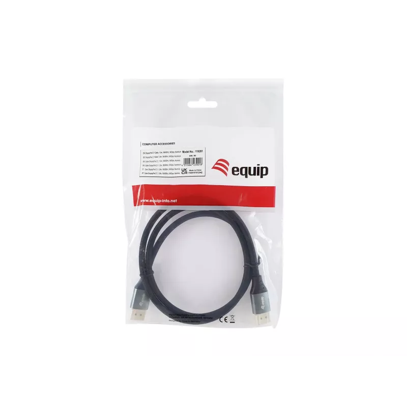 Equip DisplayPort 2.1 Premium laidas, 1,0 m, 16K/60Hz, 54 Gbps