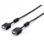 Equip HD15 VGA prailginimo kabelis, 10 m, 10 m, VGA (D-Sub), VGA (D-Sub), kištukas, lizdas, juoda
